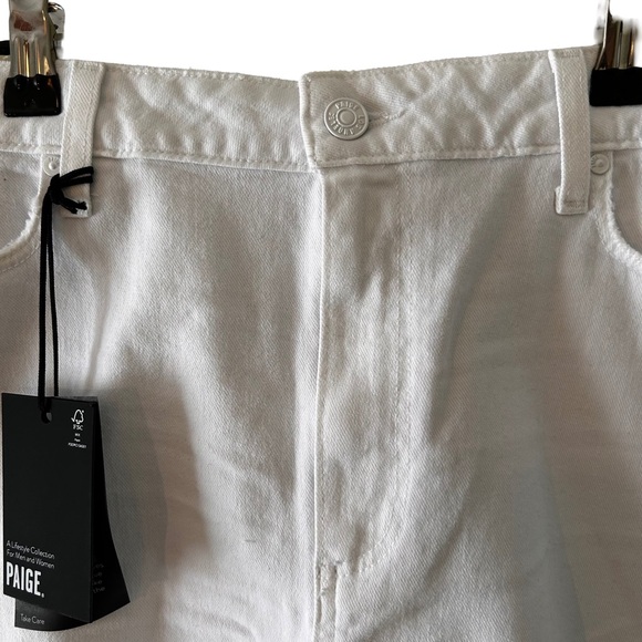 Women's PAIGE Margot Mid Thigh Denim Short Raw Hem Crisp White Size 34 NWT - Picture 8 of 17